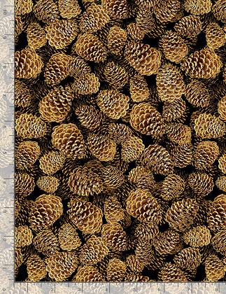 Timeless Treasures - Christmas Joy - Packed Pinecones, Brown