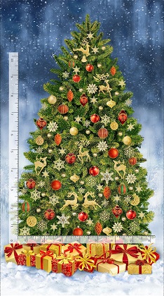 Timeless Treasures - Christmas Magic - 24' Fancy Christmas Tree Panel, Multi