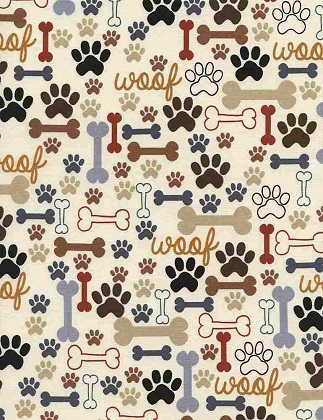 Timeless Treasures - Dogs - Bones & Paws, Cream