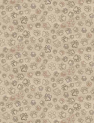 Timeless Treasures - Dogs - I Love My Dog - Paw Prints, Natural