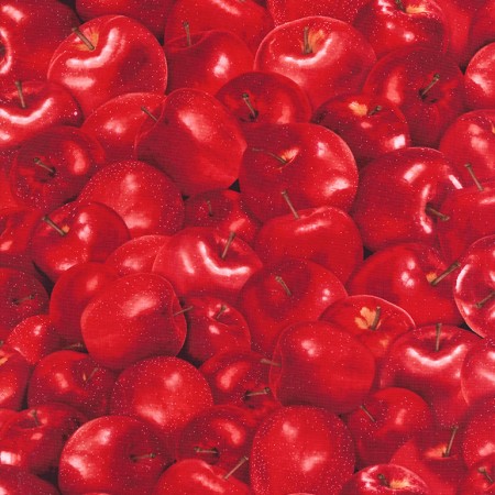 Timeless Treasures - Fruit - Packed Apples, Red