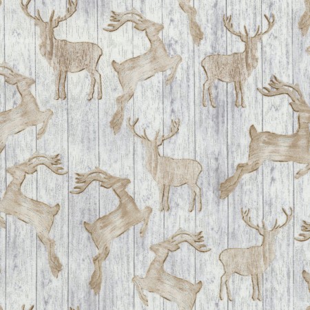 Timeless Treasures - Holiday - Wooden Deer Silhouettes, Grey