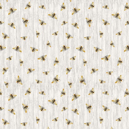 Timeless Treasures - Honey Bee Farm - Flying Bees on Wood Texture, Grey