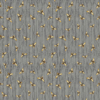 Timeless Treasures - Honey Bee Farm - Flying Bees on Wood Texture, Slate