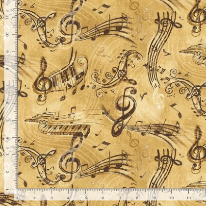 Timeless Treasures - Music -Vintage Music Notes, Tan