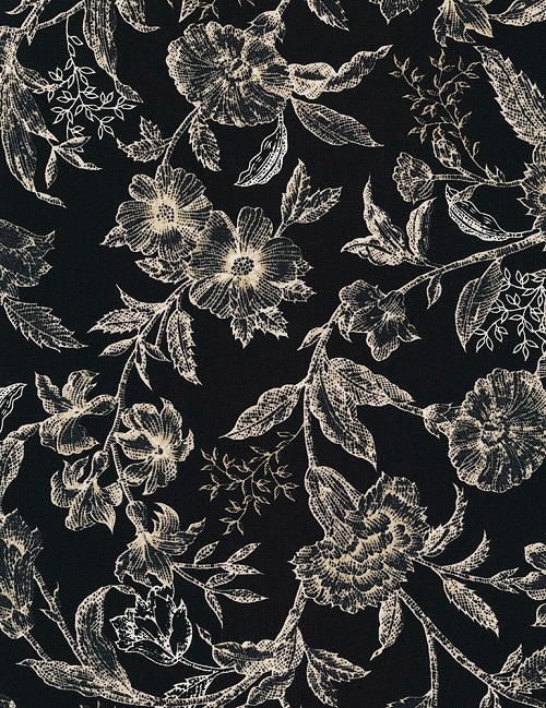 Timeless Treasures - Noir - Antique Floral, Black