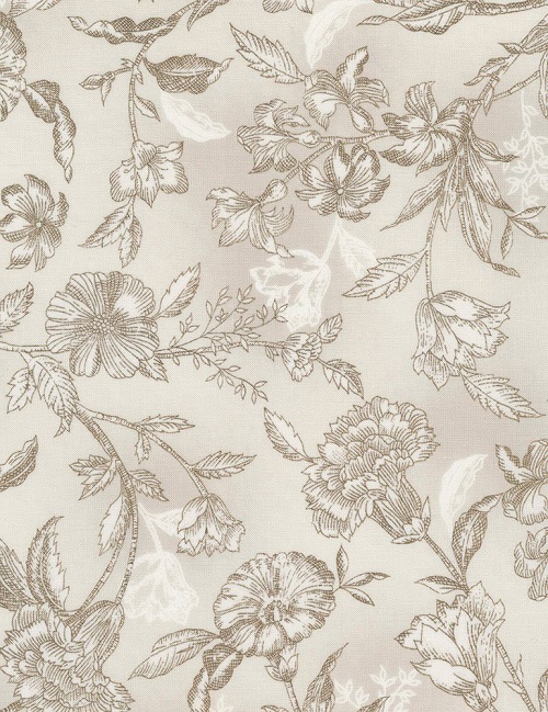 Timeless Treasures - Noir - Etched Viney Floral, Taupe