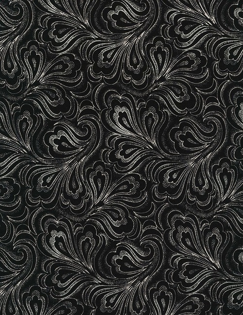 Timeless Treasures - Noir - Fanned Paisley, Black