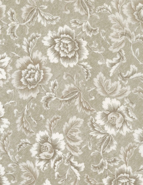 Timeless Treasures - Noir - Large Floral, Taupe