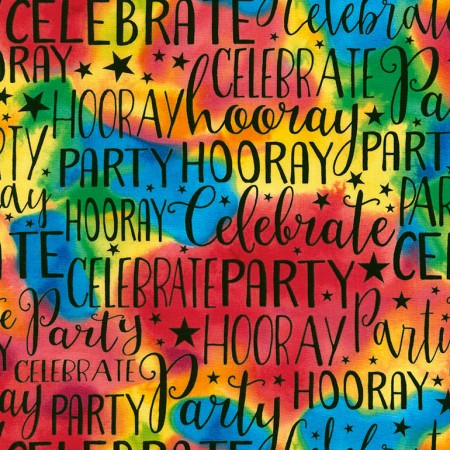 Timeless Treasures - Party - Celebrate Words, Multi