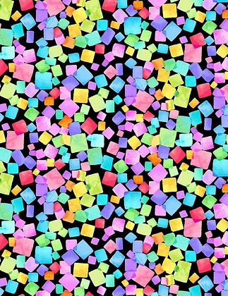 Timeless Treasures - Rainbow Dream - Cubes, Black