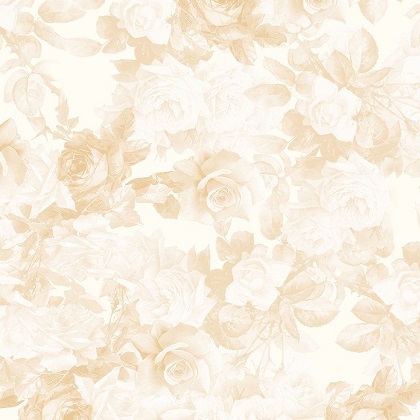 Timeless Treasures - Romance - Faded Shadow Roses, Cream