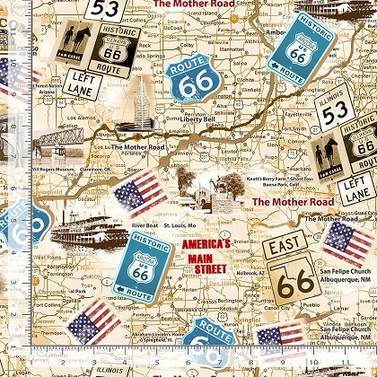 Timeless Treasures - Route 66 - Antique Map, Neutral