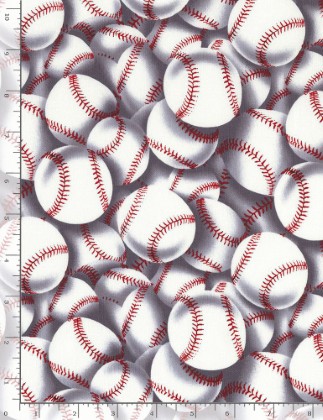 Timeless Treasures - Sports - Packed Baseballs, White