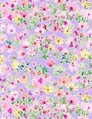 Timeless Treasures - Spring Song - Watercolor Pink Spring Florals, Lavender