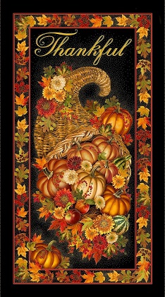 Timeless Treasures - Thankful - 24' Cornucopia Panel, Black