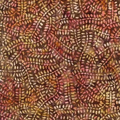 Timeless Treasures - Tonga Windsong Batik - Rainfall Leaves, Truffle