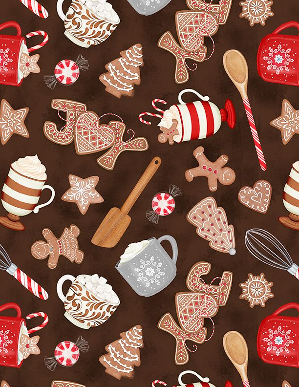 Wilmington Prints - Baking Up Joy - Joy Toss, Chocolate