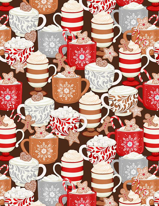 Wilmington Prints - Baking Up Joy - Packed Cups, Chocolate