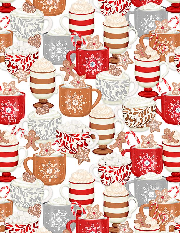 Wilmington Prints - Baking Up Joy - Packed Cups, White