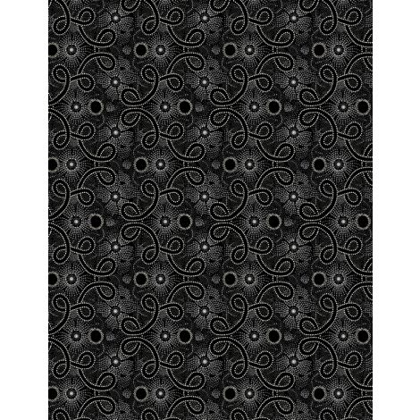 Wilmington Prints - Blackwood Cottage - Pointillist Scroll, Black