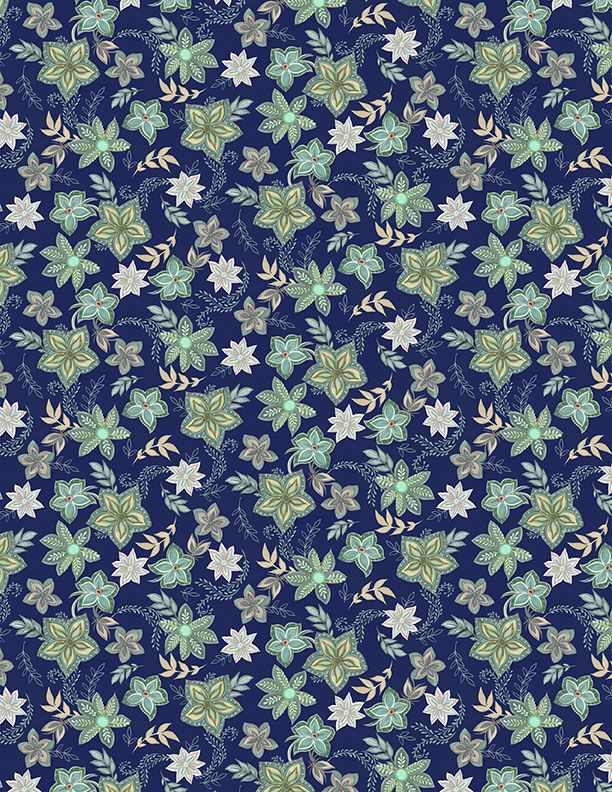 Wilmington Prints - Blissful - Graphic Floral, Navy