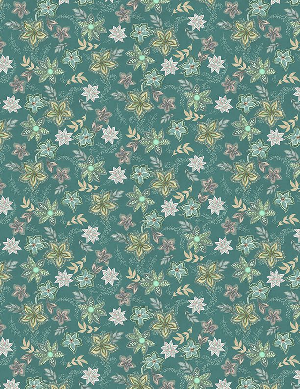 Wilmington Prints - Blissful - Graphic Floral, Teal