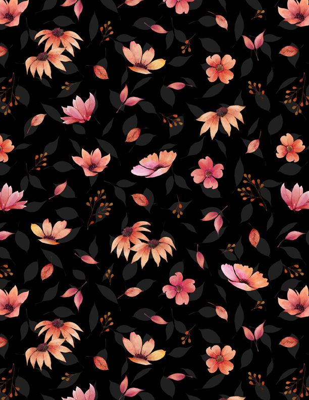 Wilmington Prints - Botanical Magic - Floral Toss, Black