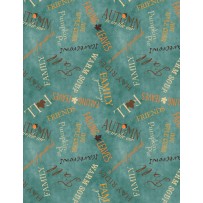 Wilmington Prints - Colors Of Fall - Words , Teal