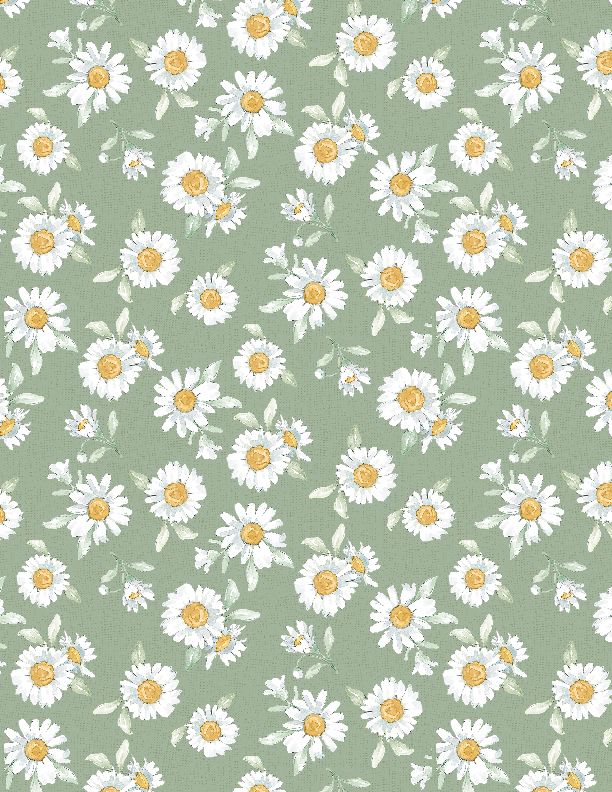 Wilmington Prints - Daisy Days - Daisies, Green