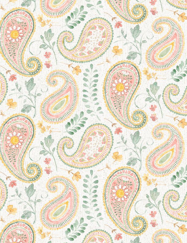 Wilmington Prints - Daisy Days - Paisley, Cream