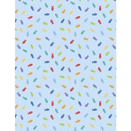 Wilmington Prints - Feeline Good - Fish Toss, Light Blue