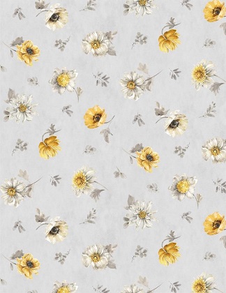 Wilmington Prints - Fields of Gold - Floral Toss, Gray