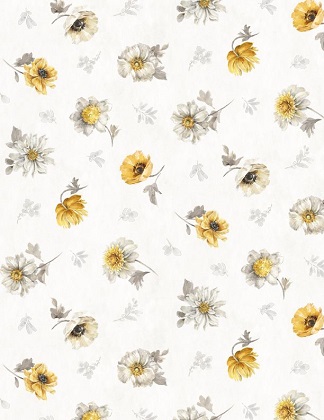 Wilmington Prints - Fields of Gold - Floral Toss, White