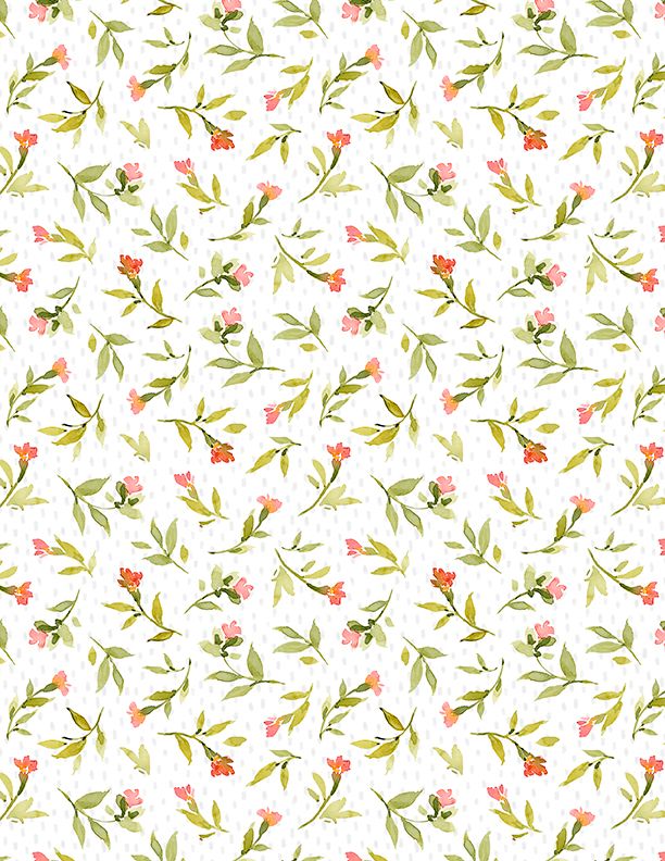 Wilmington Prints - Hummingbird Floral - Floral Toss, White