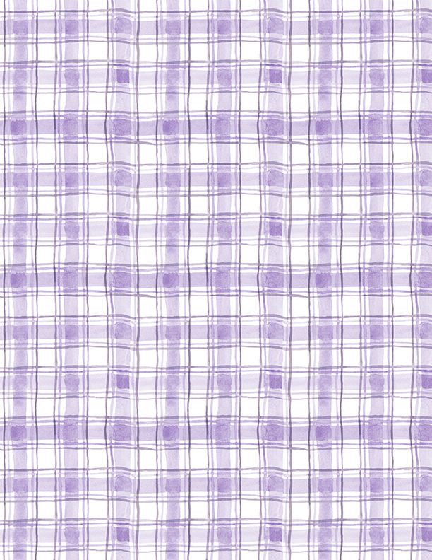 Wilmington Prints - Hummingbird Floral - Plaid, Purple