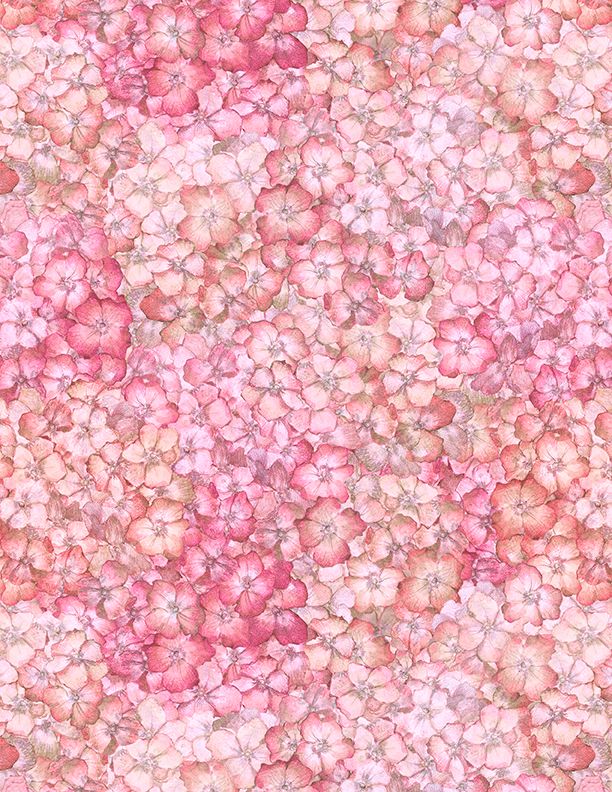 Wilmington Prints - Hydrangea Mist - Packed Hydrangeas, Pink