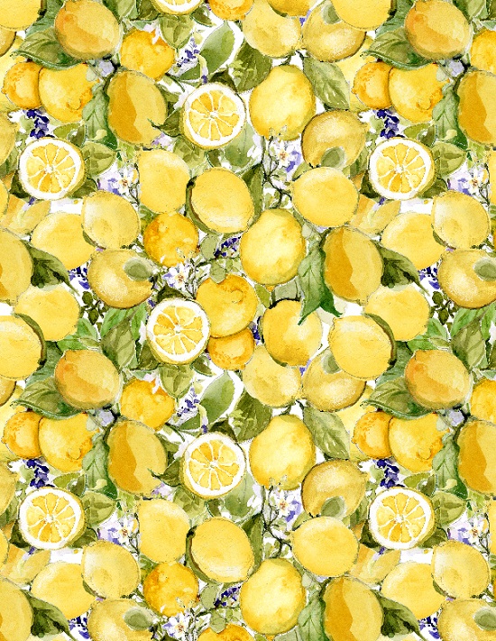 Wilmington Prints - Lavender Lemonade - Packed Lemons, Multi