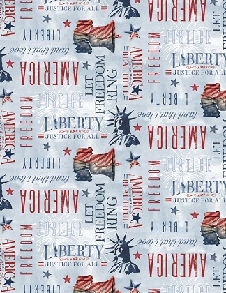 Wilmington Prints - Liberty Lane - Words, Light Blue