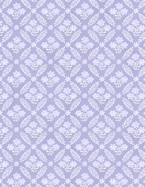 Wilmington Prints - Morning Blooms - Floral Grid, Purple