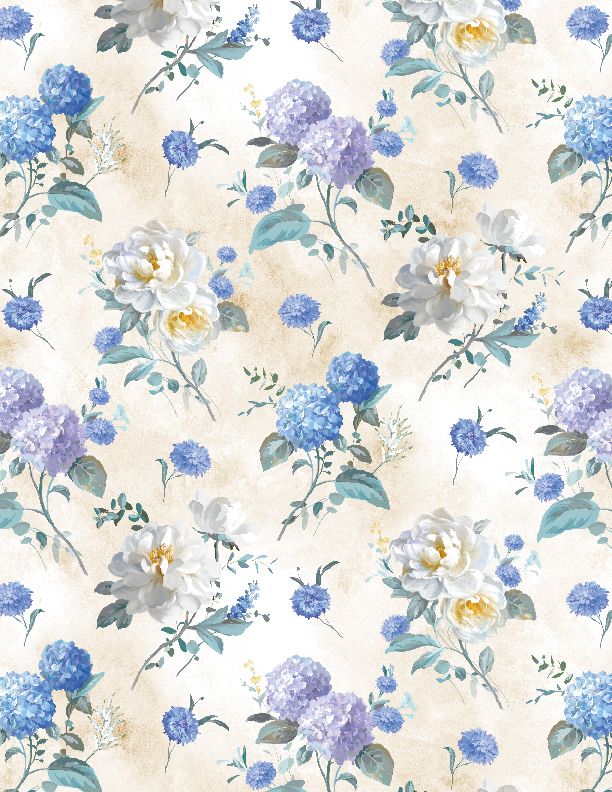 Wilmington Prints - Morning Blooms - Floral Toss, Cream