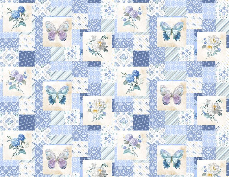 Wilmington Prints - Morning Blooms - Sampler, Blue