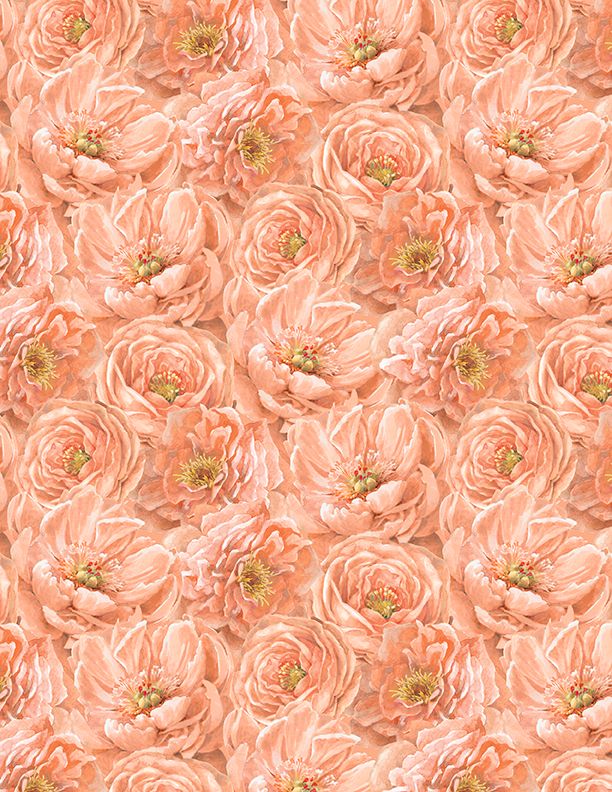 Wilmington Prints - Peach Whispers - Packed Tonal Flowers, Peach