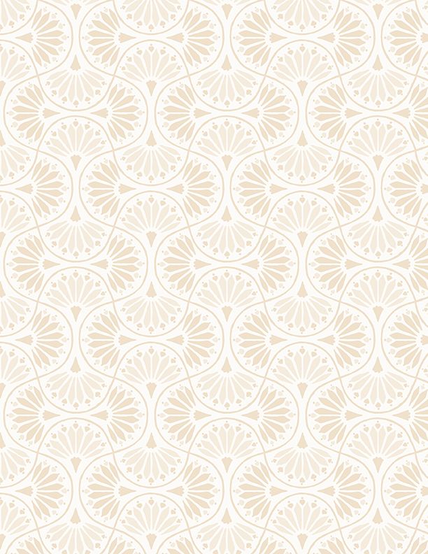 Wilmington Prints - Peach Whispers - Tiled Fans, Cream