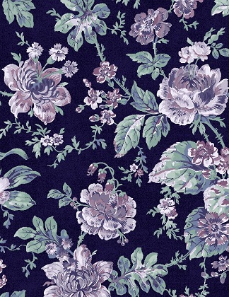 Wilmington Prints - Purple Majesty - Large Floral, Dark Blue