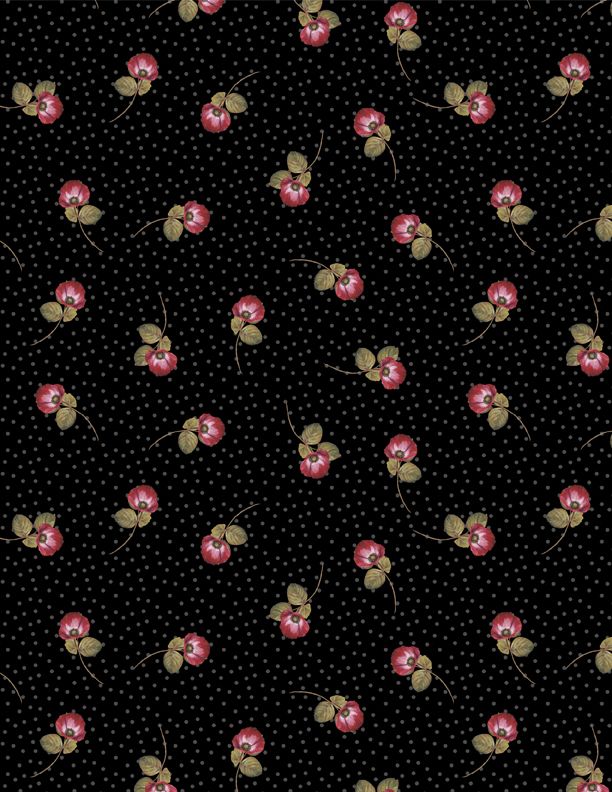 Wilmington Prints - Rosewood Lane - Flower Flurry, Black