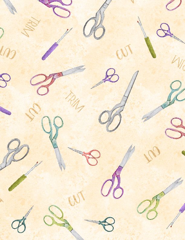 Wilmington Prints - Sew Be It - Scissors, Cream