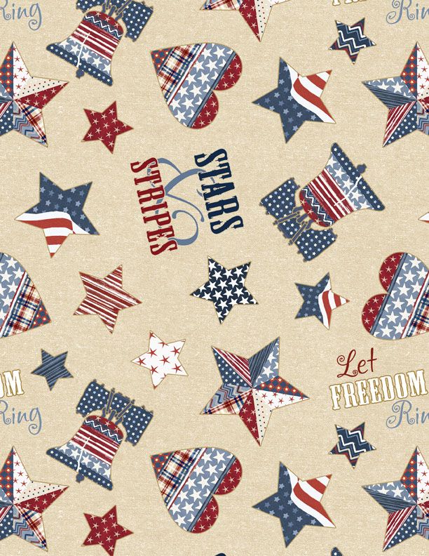 Wilmington Prints - Stars of Valor - Patriotic Toss, Cream