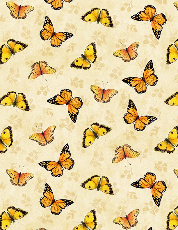 Wilmington Prints - Sunflower Splendor - Butterfly Toss, Cream