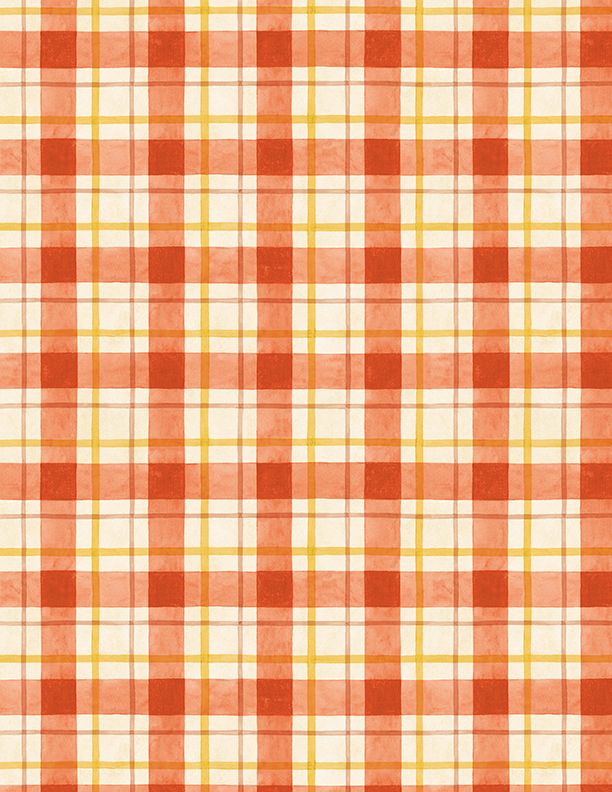 Wilmington Prints - Sunflower Splendor - Plaid, Cream/Orange